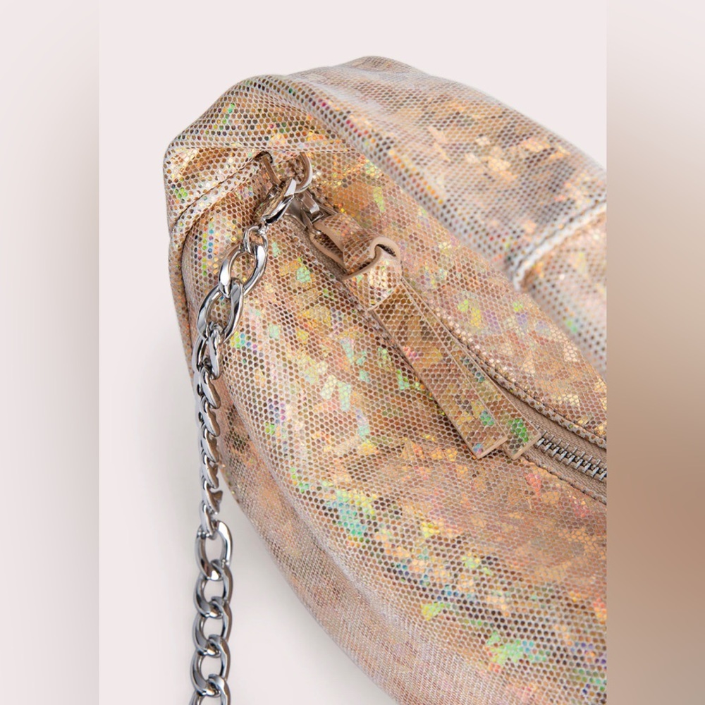 NWT BY FAR Baby Cush Disco Hologram Leather Hobo‎ Bag Y2K Whimsy Fairy - Picture 4 of 6